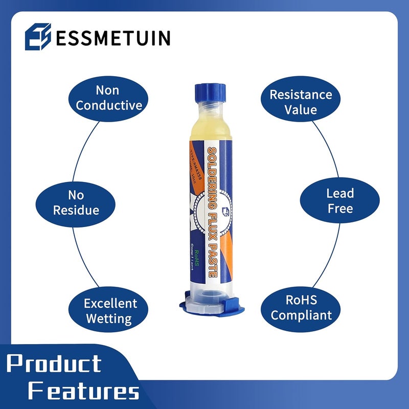 Essmetuin Store شريط إزالة اللحام ومعجون الفلكس للحام لإصلاح الإلكترونيات، فلكس بدون تنظيف، مجموعة إزالة اللحام - Image 3